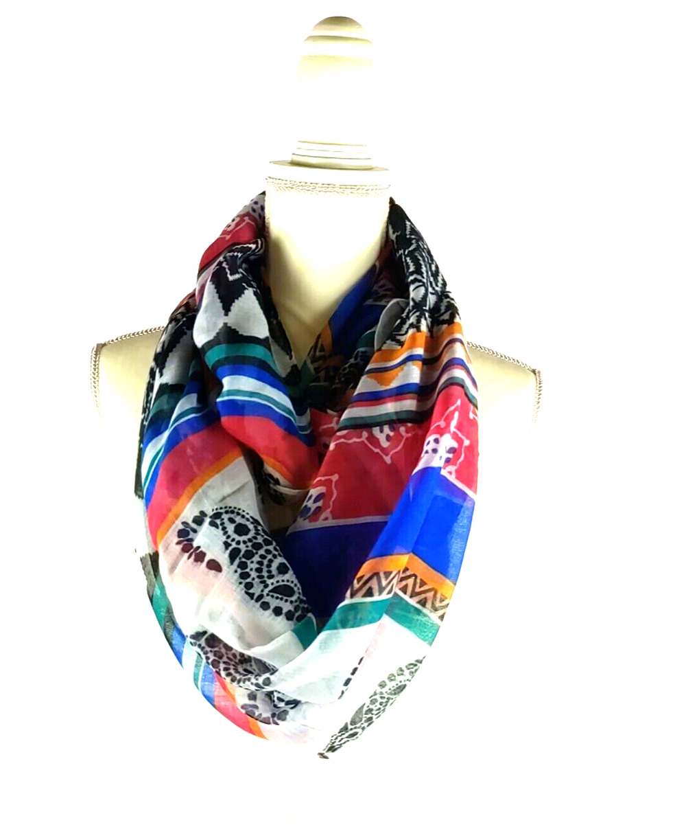 Infinity Scarf Orange Red Blue Colorful Statement
